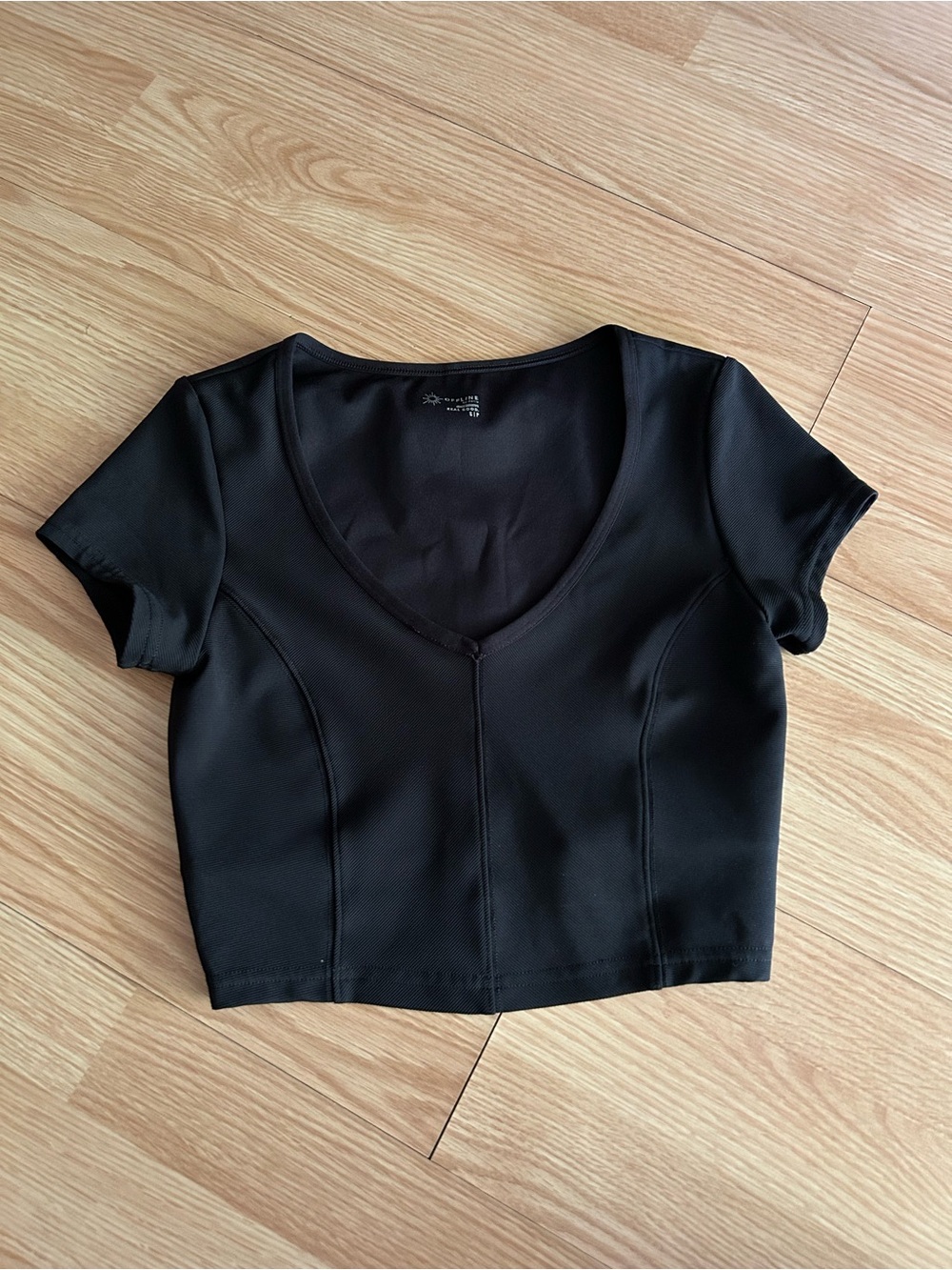 Aerie Offline Black Goals Real Good Ribbed Fitted Top Small